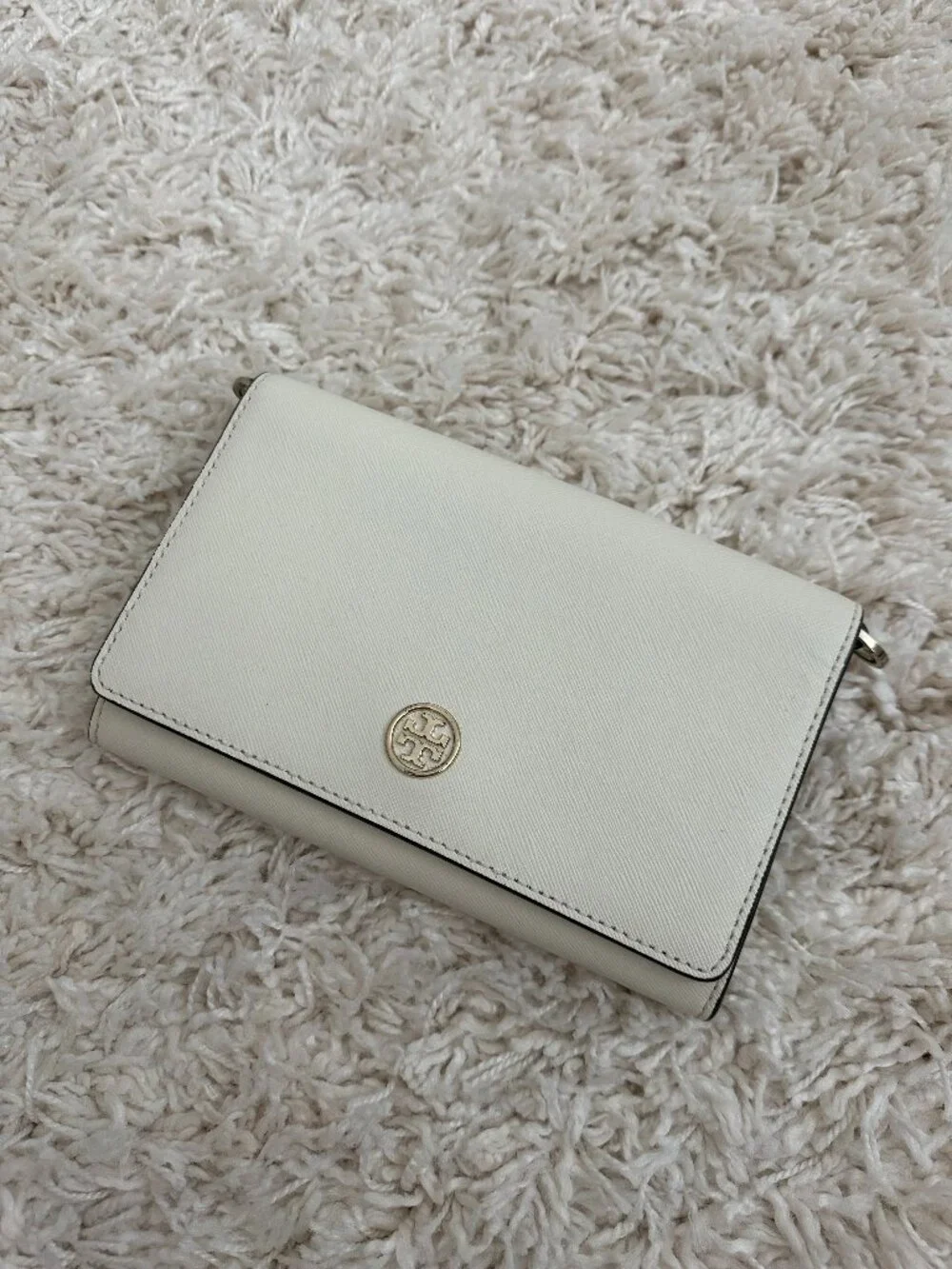 Tory Burch Robinson Chain Wallet Ivory